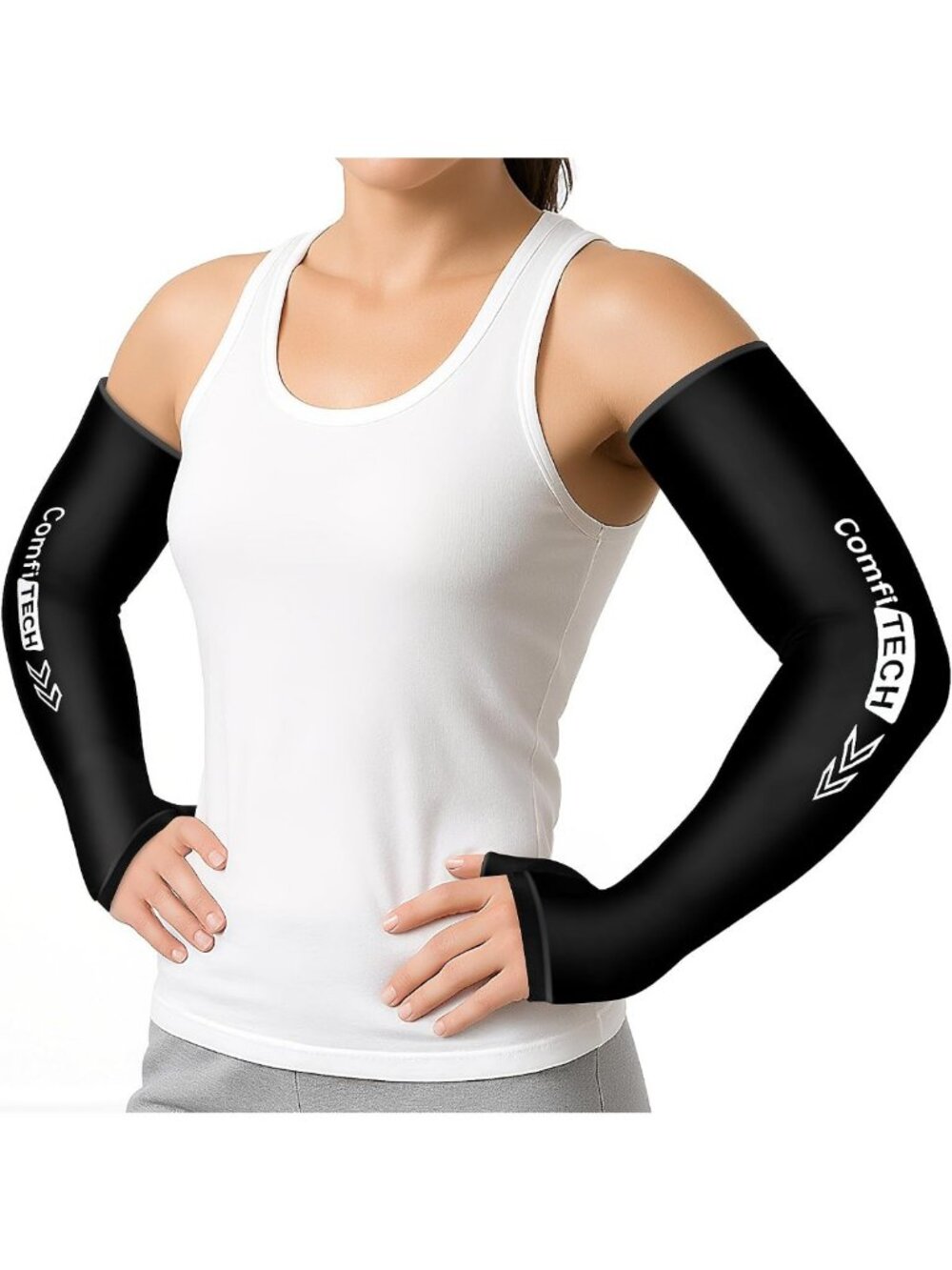 Full Arm Ice Pack Wrap for Pain Relief, Tennis Cold Sleeve, Medium Size, 2-Pack